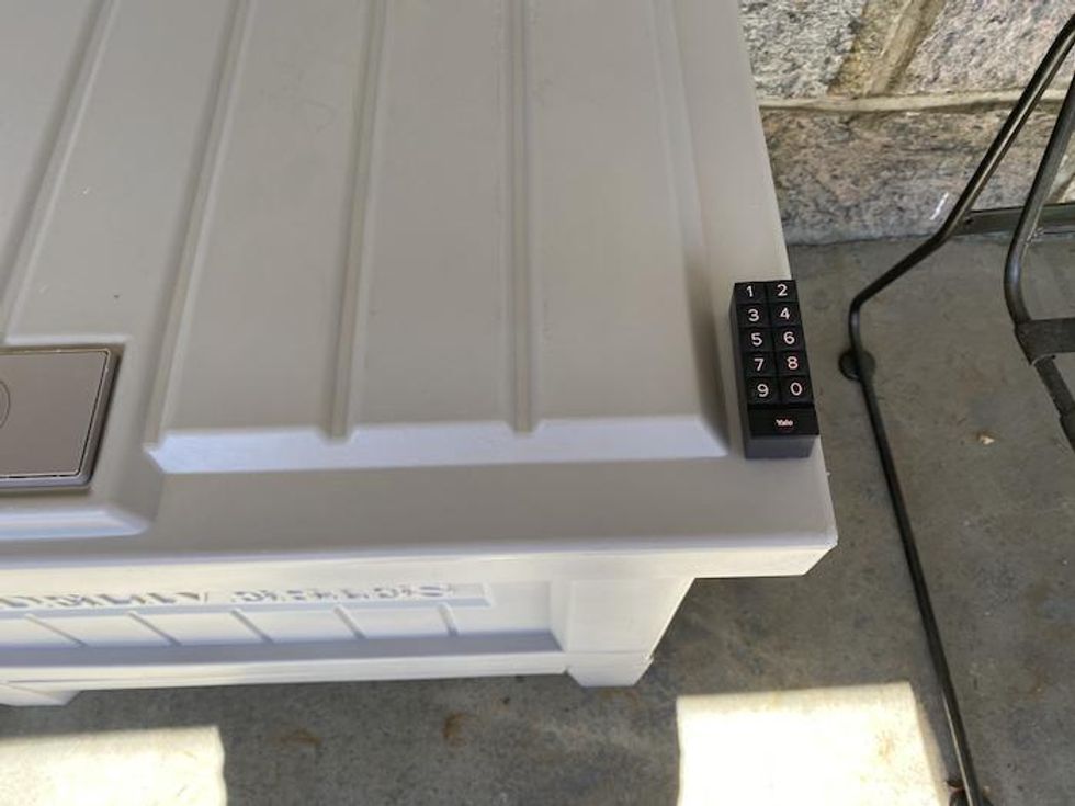 Photo of Yale Smart Keypad on top of Yale Smart Delivery Box