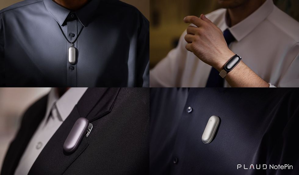 photos of men wearing PLAUD NotePin