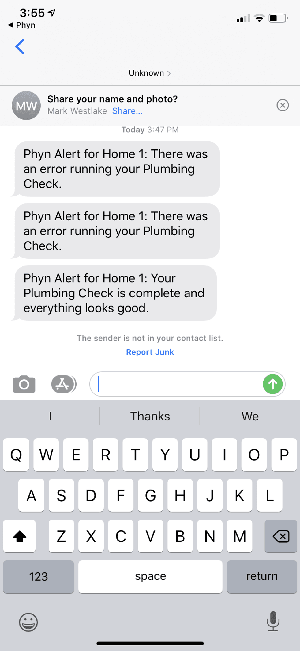 Phyn app sends notifications to your smartphone