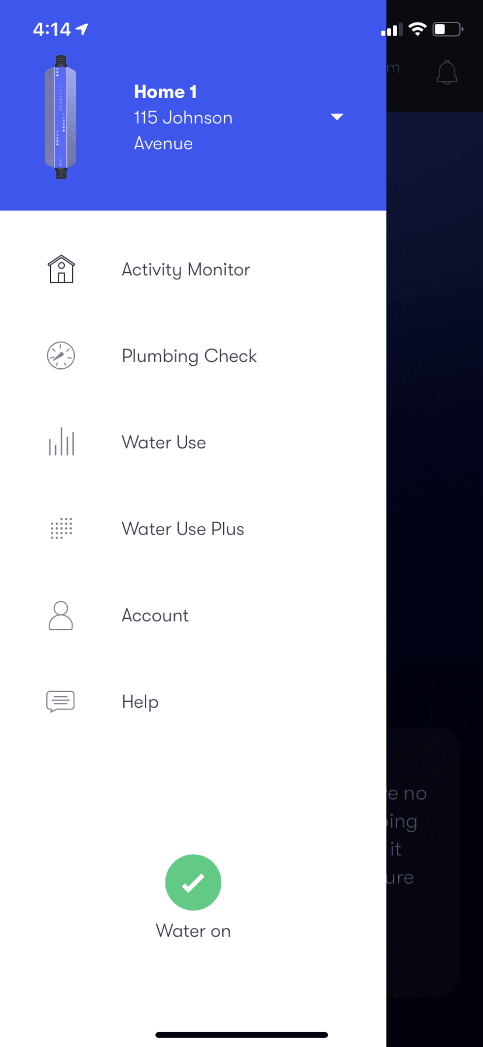 Phyn app settings screenshot