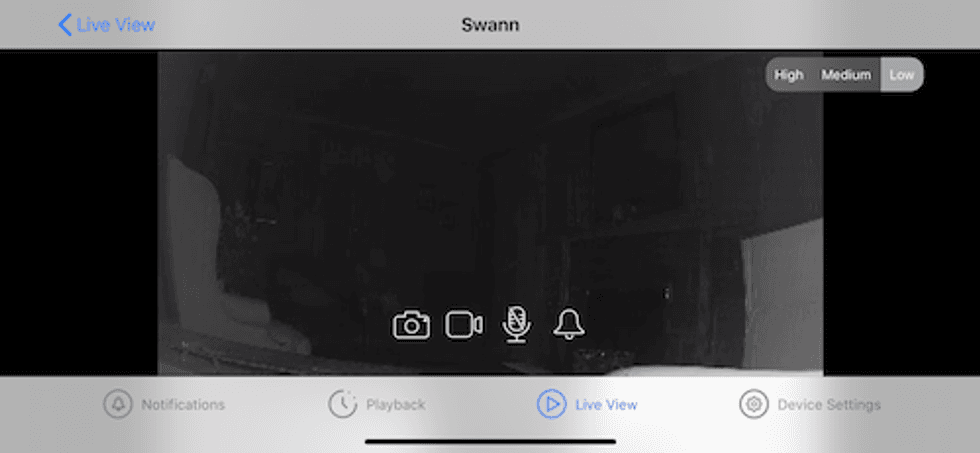 picture from Swann Alert indoor camera during night time.