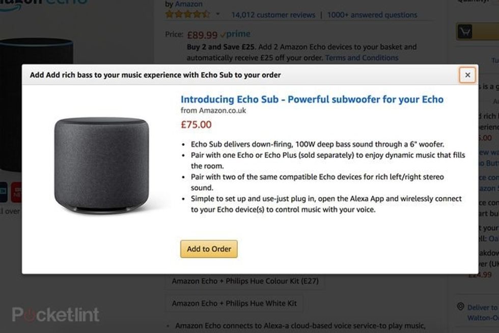 Picture of Echo sub subwoofer on amazon's site.
