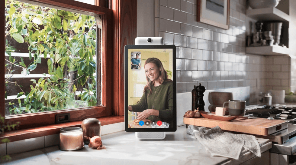picture of facebook portal on a kitchen counter