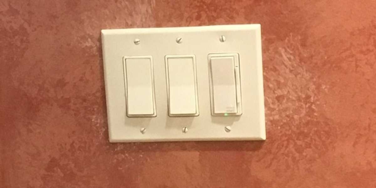 Picture of Leviton Decora Smart Dimmer Switch installed.