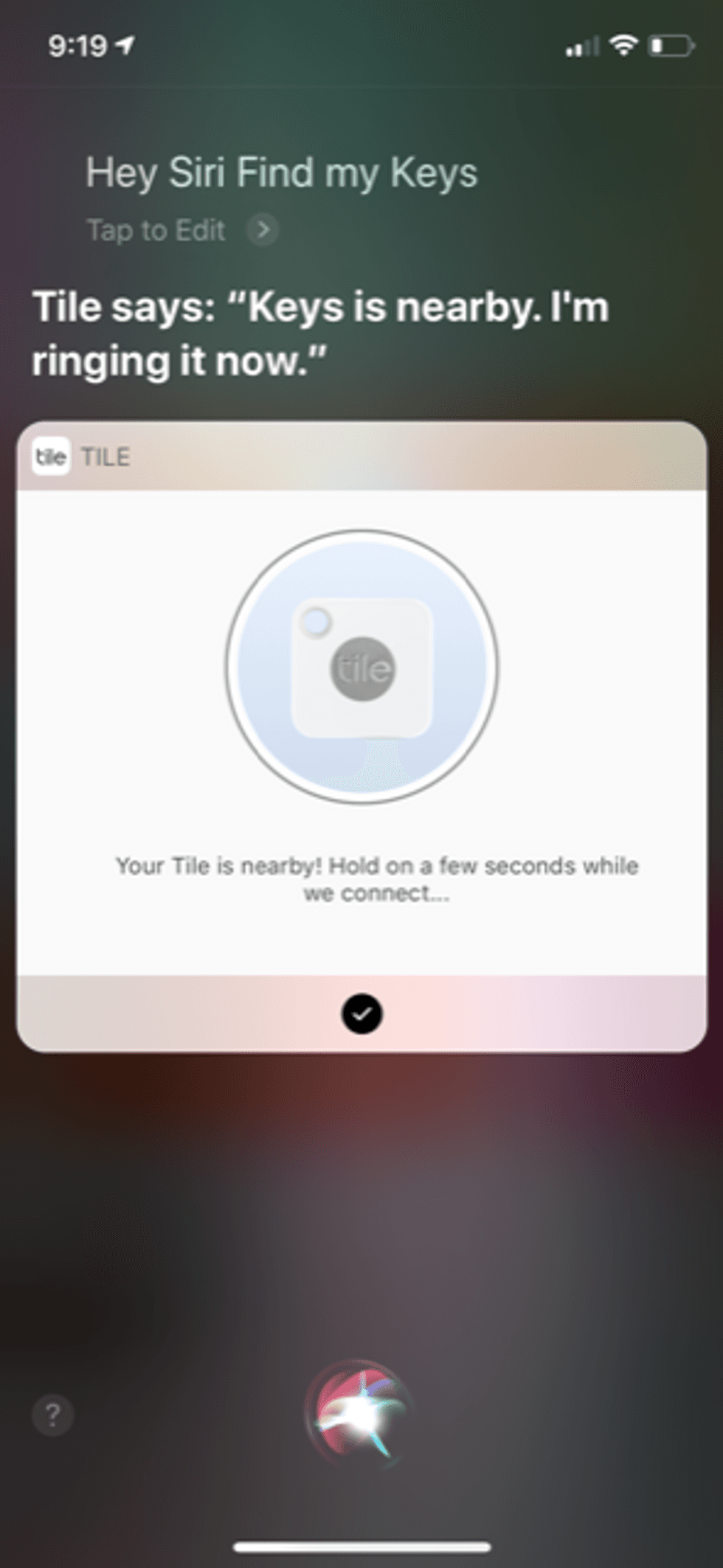 Picture of tile app on smartphone.