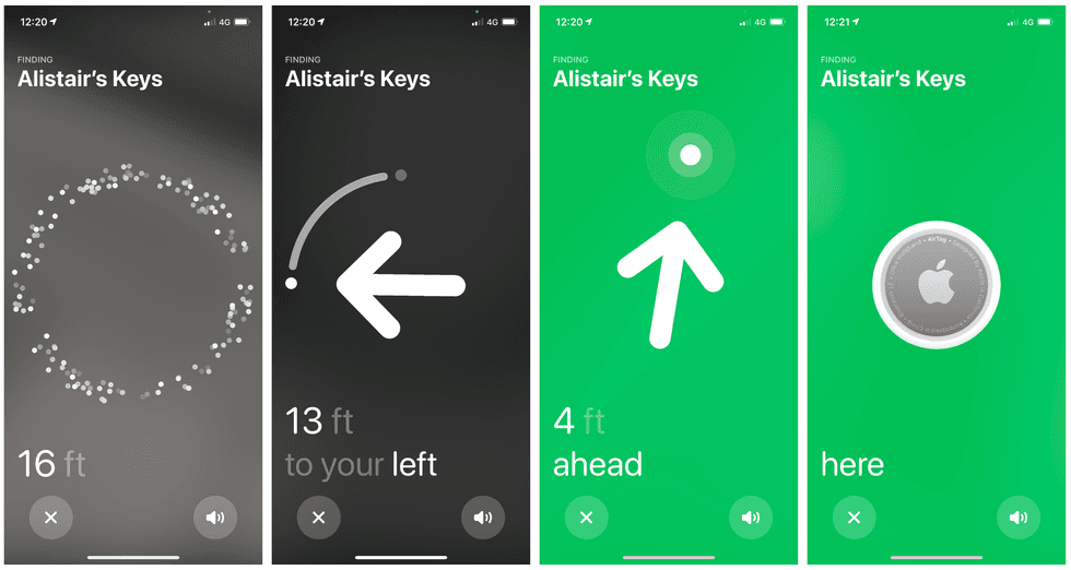 Precision Finding feature of the Find My app when looking for an AirTag