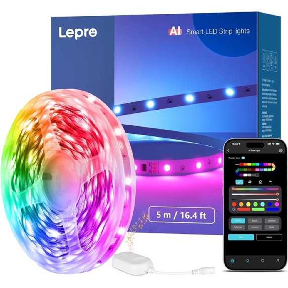product shot of Lepro S1 AI LED Strip Lights, 16.4ft Smart RGB Light Strip with IC, Rainbow Effects, Color DIY, Personalized AI Lighting Designer, Wi-Fi & Bluetooth
