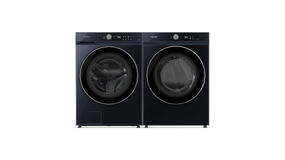 product shot of Samsung Bespoke front load washer and dryer