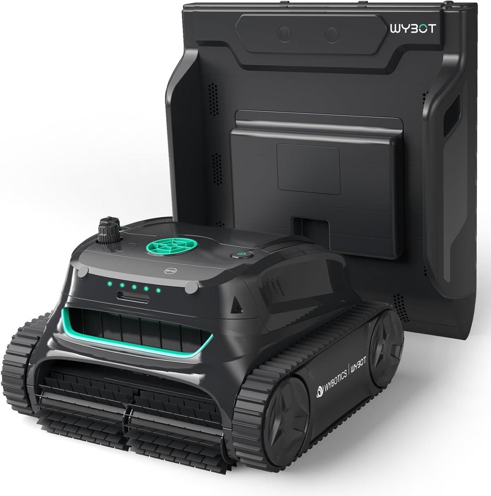 product shot of WYBOT S2 Pro with Charging Dock High-end Cordless Robotic Pool Cleaner