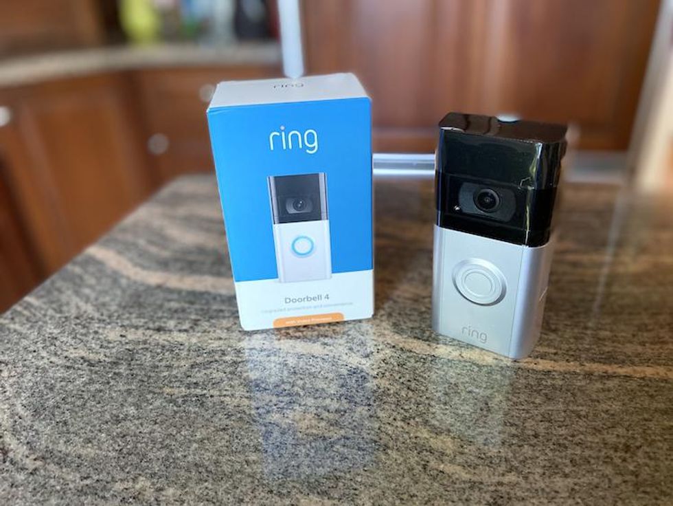 Ring Video Doorbell 4 and Box on counter