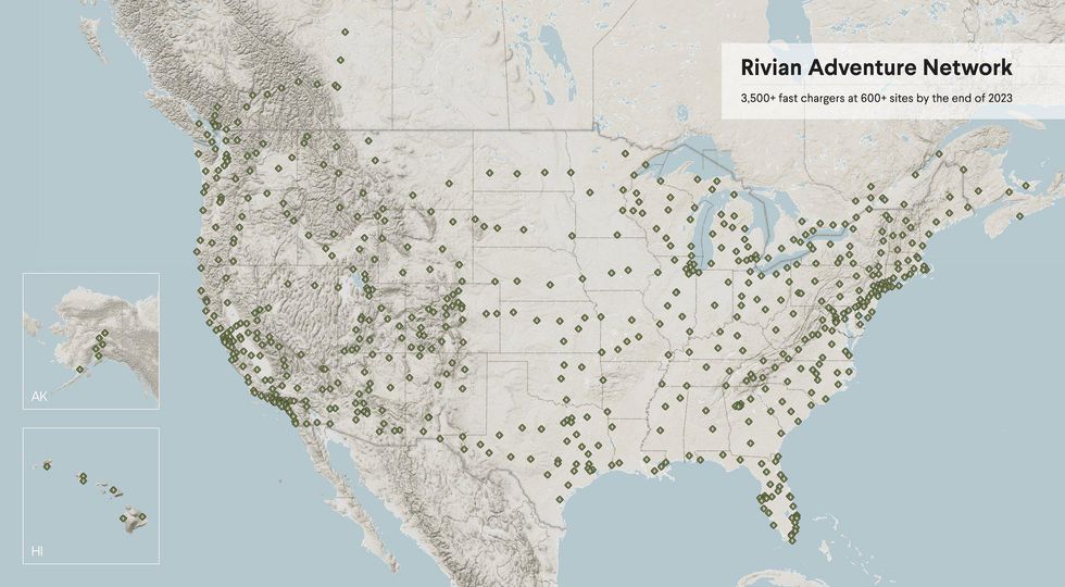 Rivian Adventure Network map
