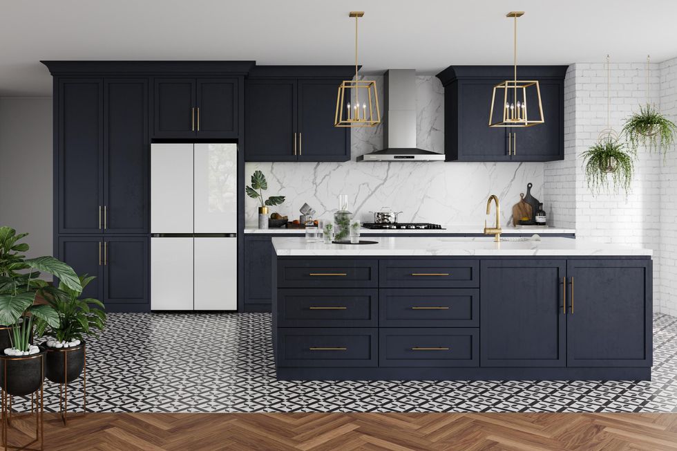 Samsung Bespoke fridge shown in white glass