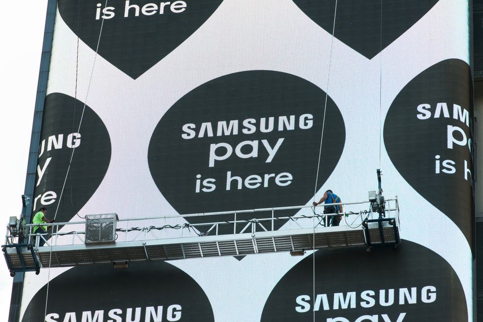 Samsung Pay, pictured here, can be used at contactless spots, and also where regular credit cards are taken