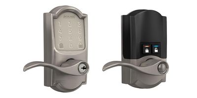 a photo of Schlage Encode Smart Wi-Fi Lever lock Satin Nickel
