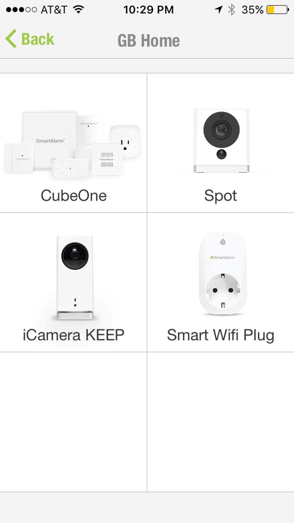 Screen shot of iSmartAlarm's mobile app