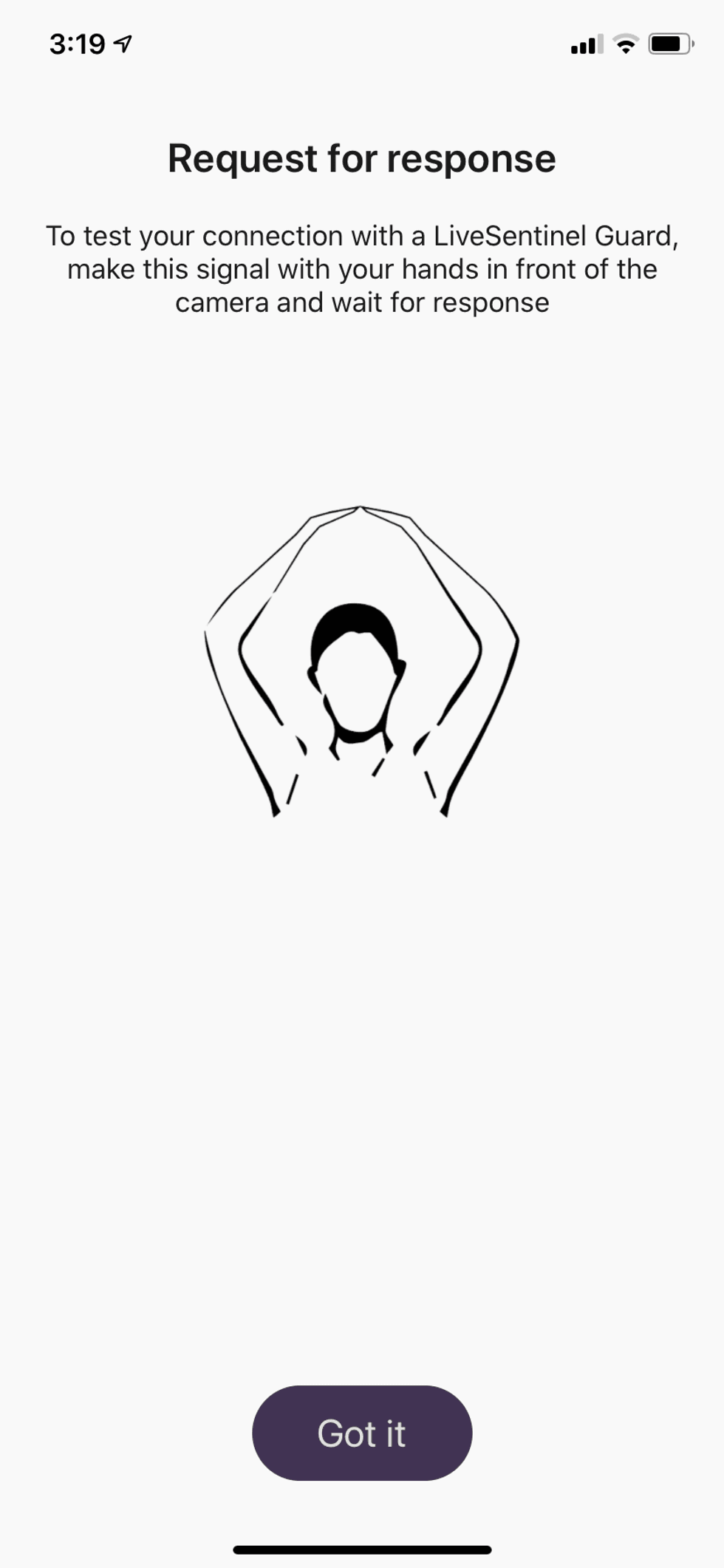 Screen shot on how to do a requested test of the deep sentinel human guards