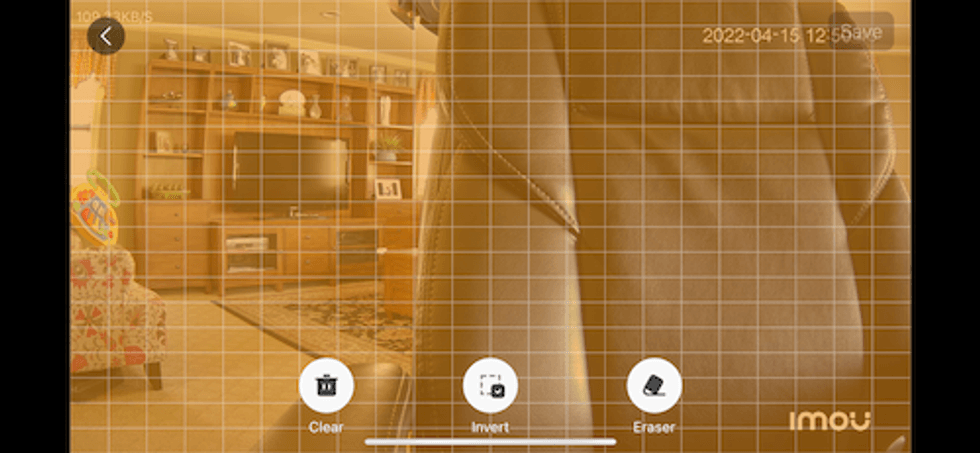 screenshot from Imou app of custom motion zones
