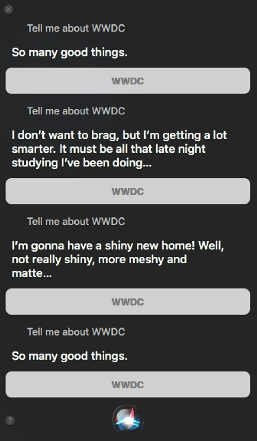 screenshot from smartphone from WWDCs