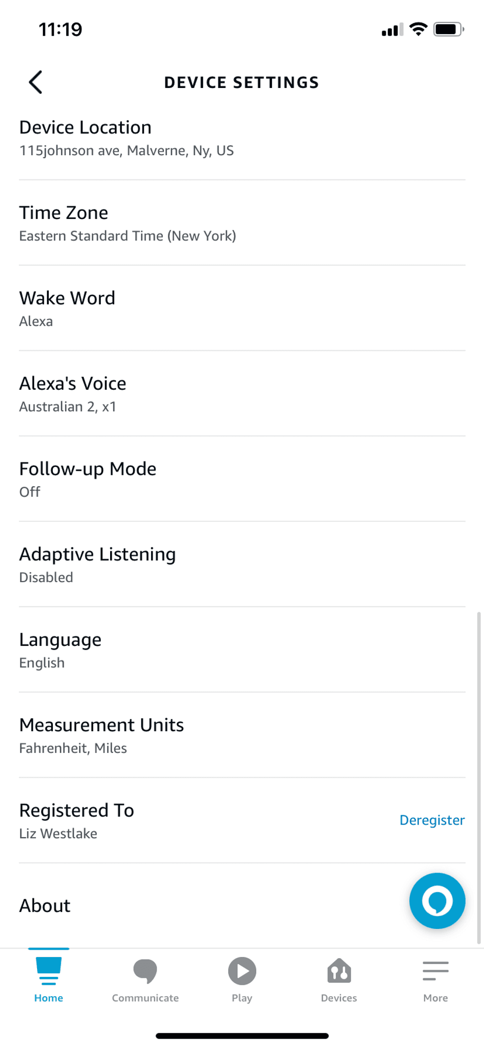screenshot of Alexa app showing how