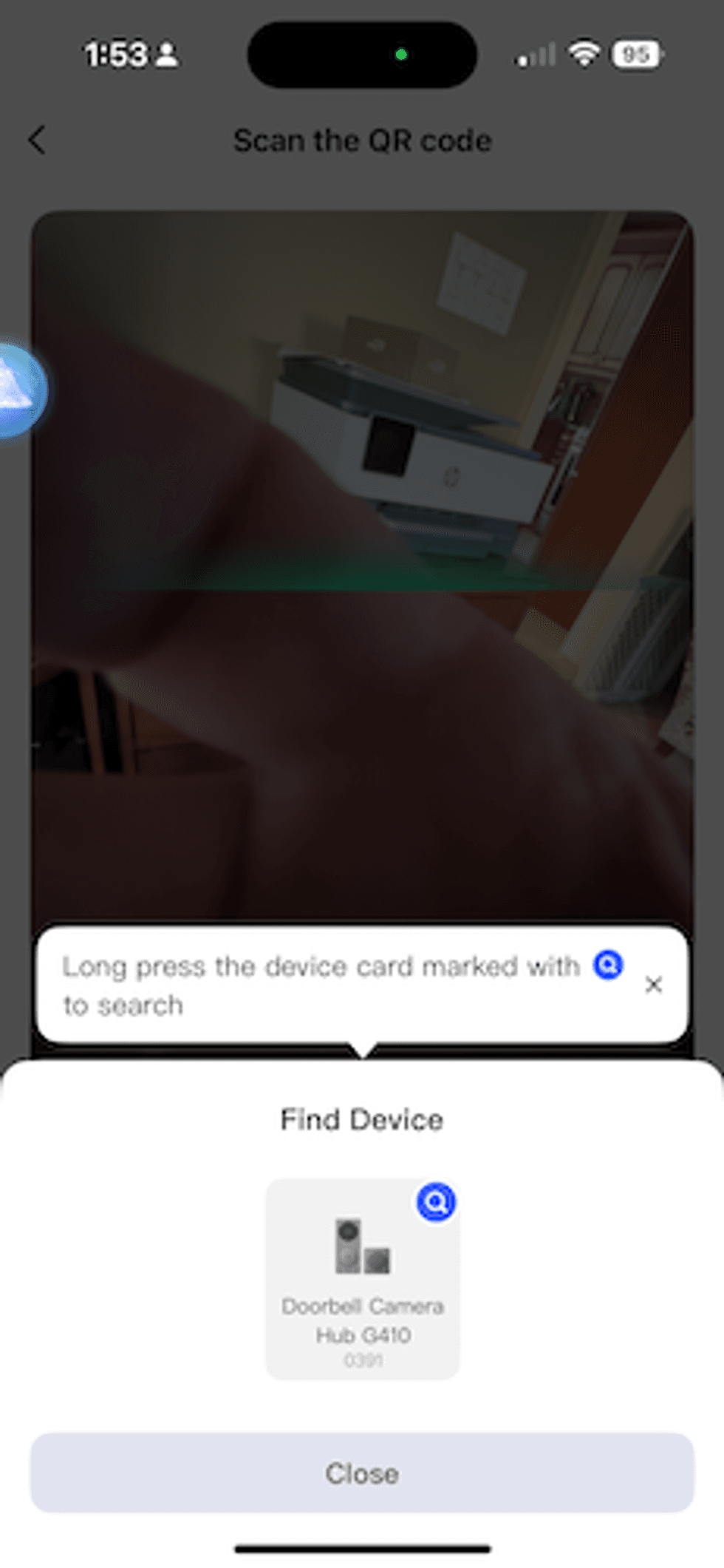 Screenshot of Aqara app showing how to pair G410 with home wifi network