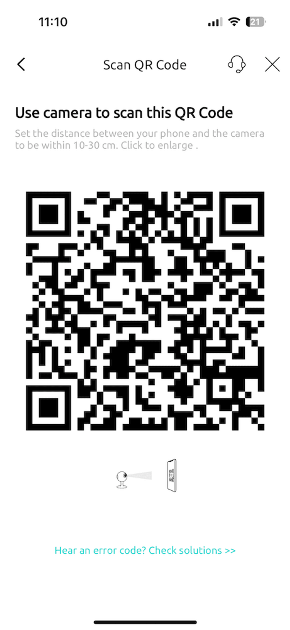 Screenshot of Birdfy app showing QR Code you need to use to pair your FHD Camera with your home WiFi Network