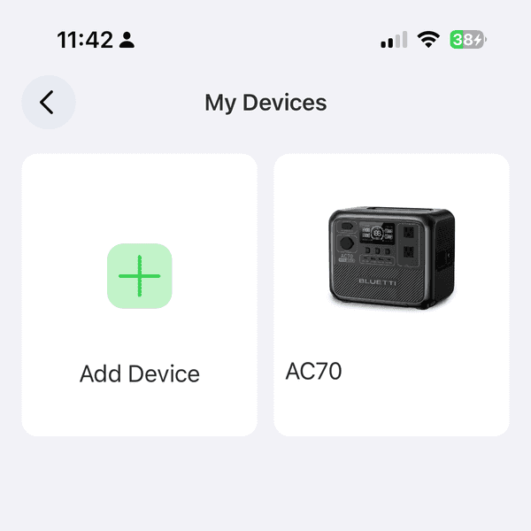 screenshot of Bluetti App showing my Devices