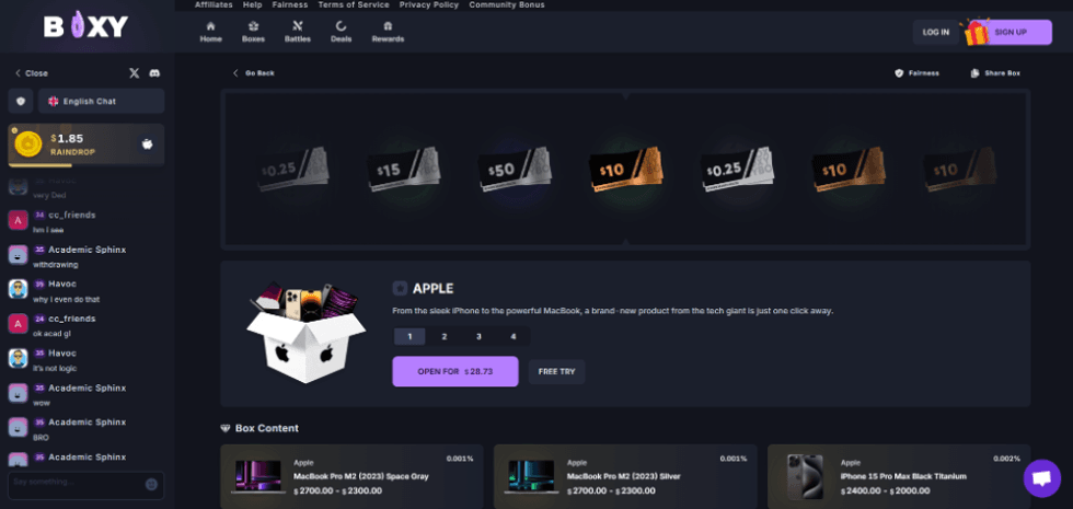 screenshot of boxy.gg