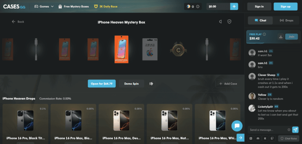 screenshot of cases. gg