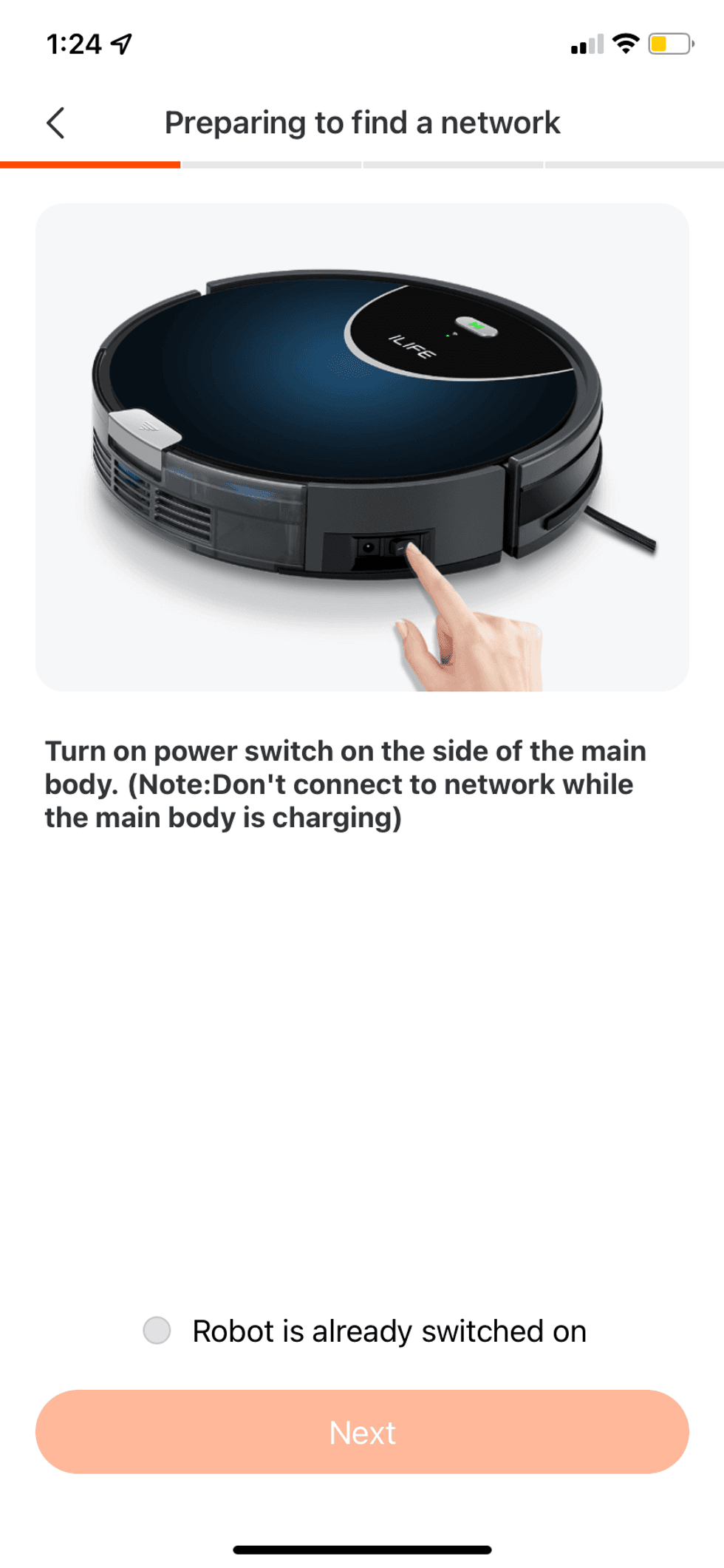 Screenshot of connecting V80 Max to your home wifi in ILIFEHOME app