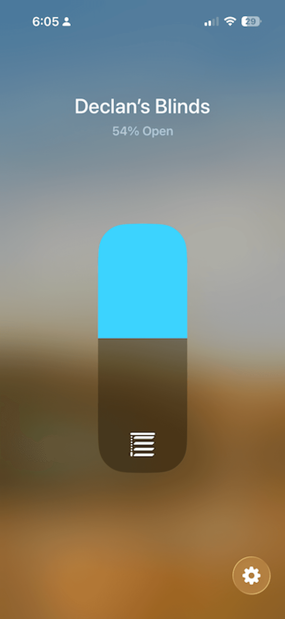 Screenshot of control for Bringnox Smart Blinds by Matter Controller