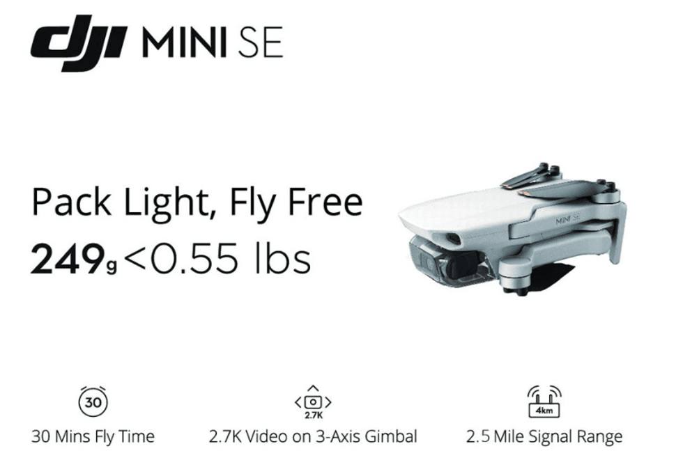 Screenshot of DJI Mini SE listing from Walmart's website