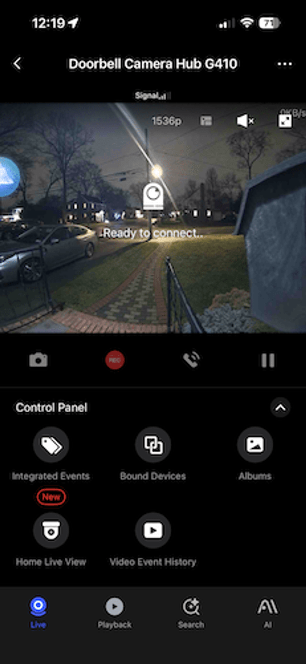 Screenshot of G410's dashboard in Aqara app