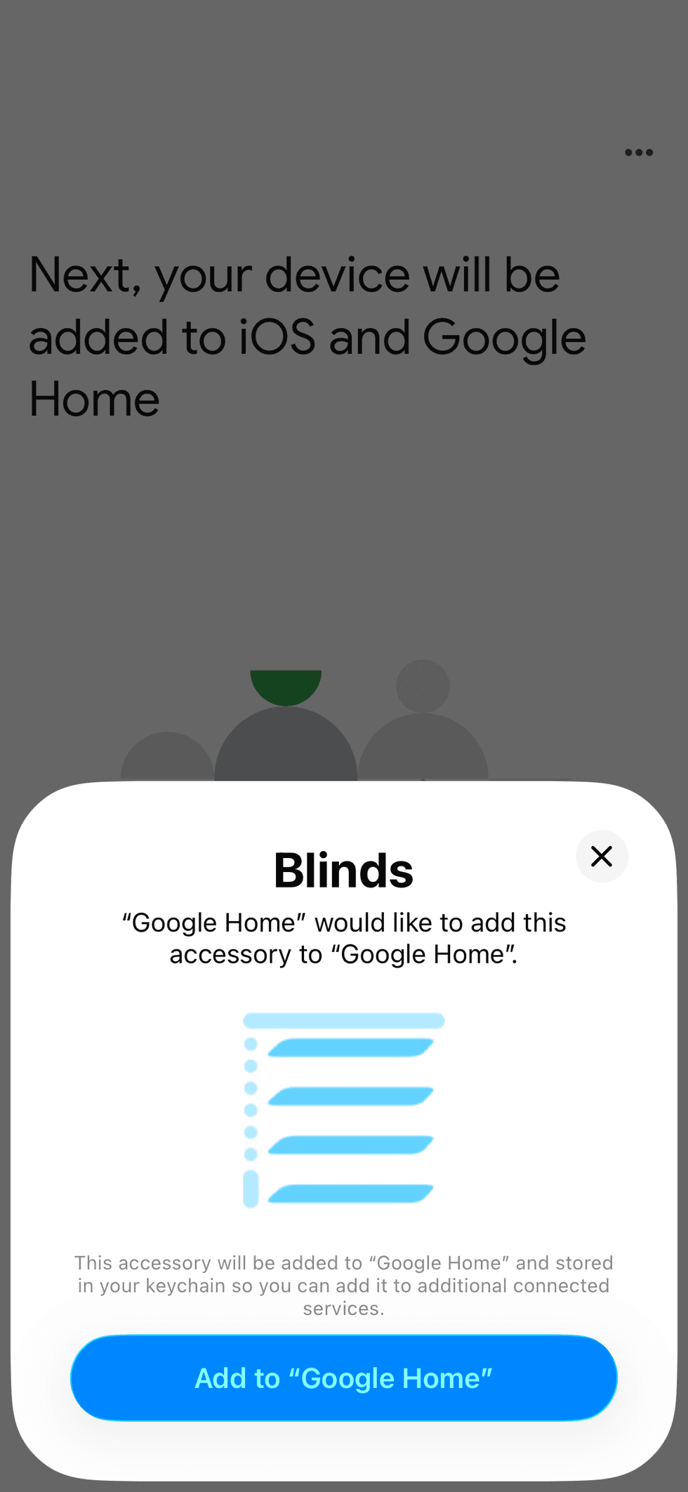 screenshot of Google Home app pairing Matter device.