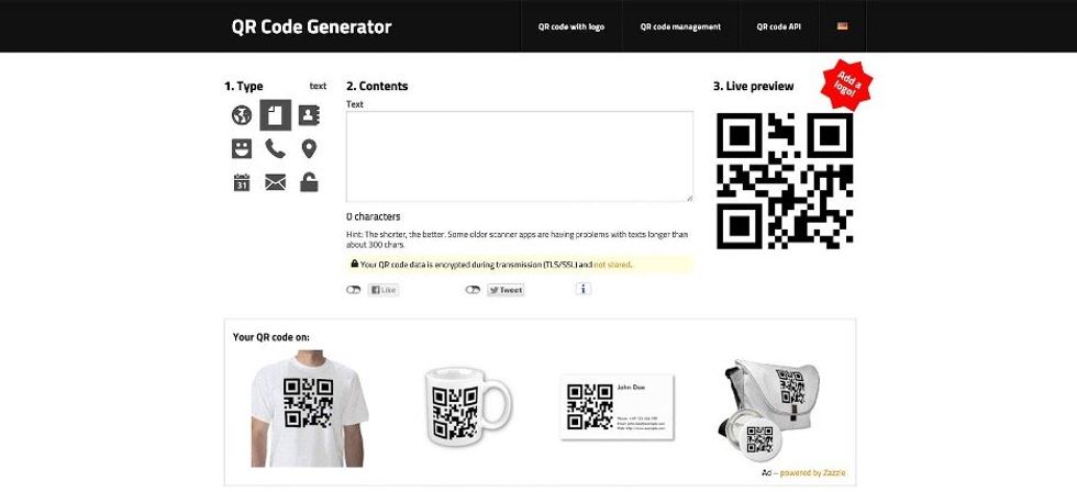 screenshot of GoQR.me