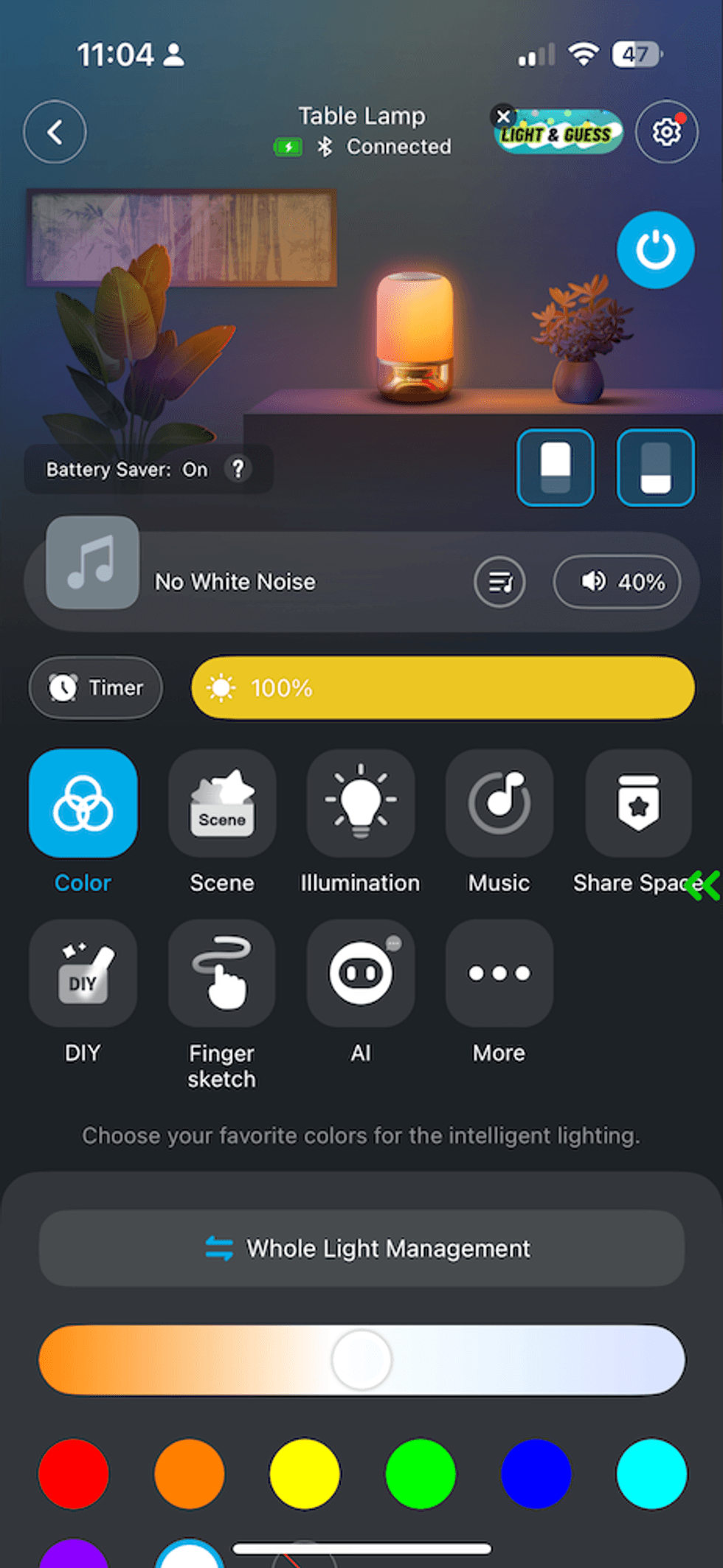 screenshot of Govee app's homescreen for Govee Table Lamp 2 Pro
