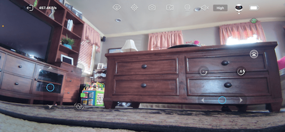 Screenshot of live video feed from EBO Air with controls