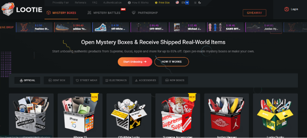 screenshot of Lootie