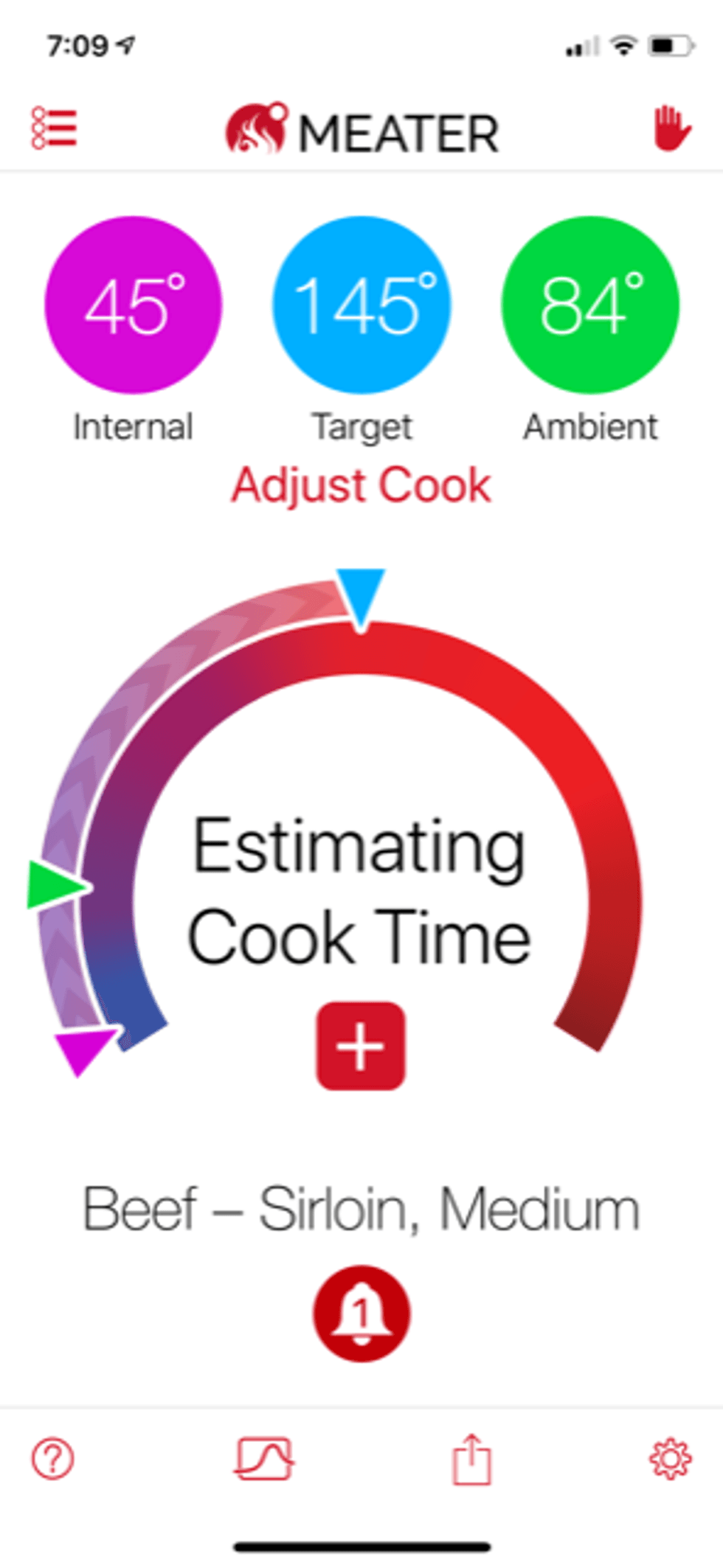 screenshot of meater app