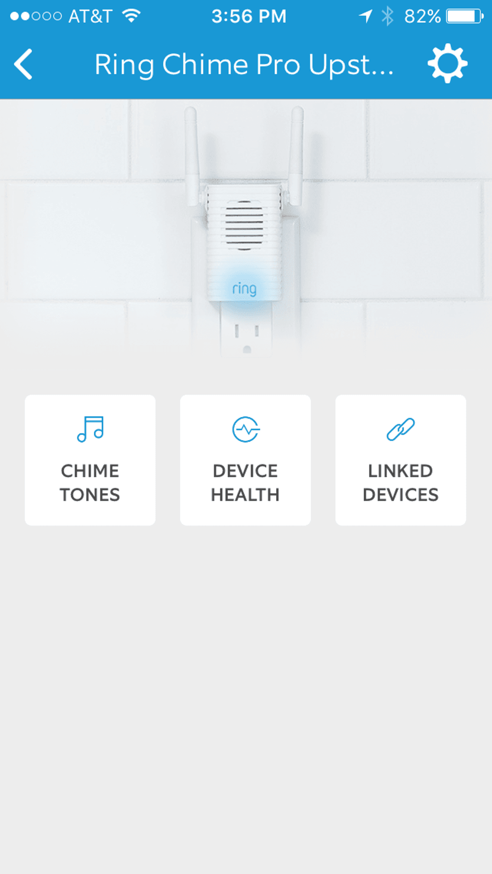 screenshot of Ring app showing settngs for Ring Chime Pro