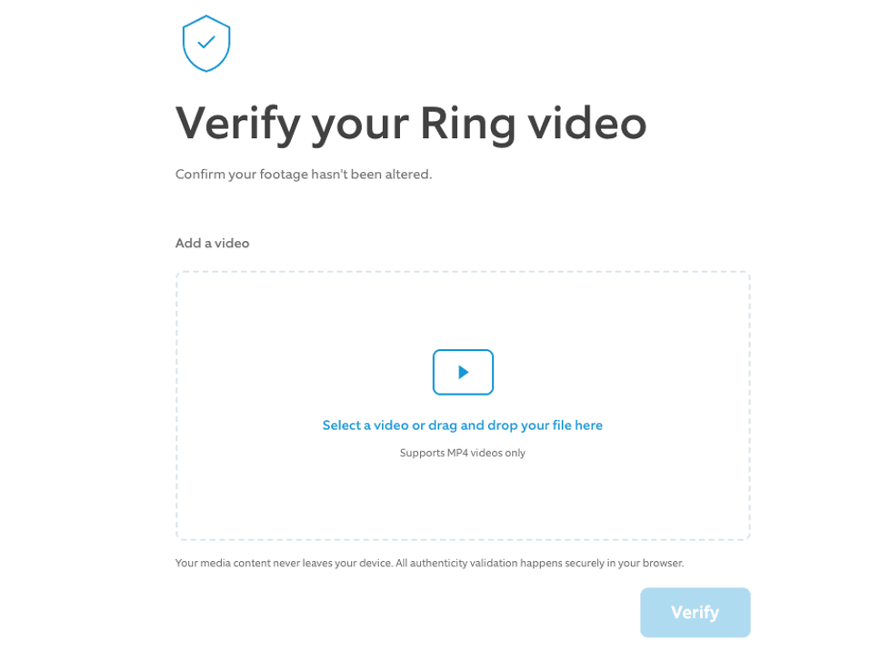 Screenshot of Ring Verify on Ring site