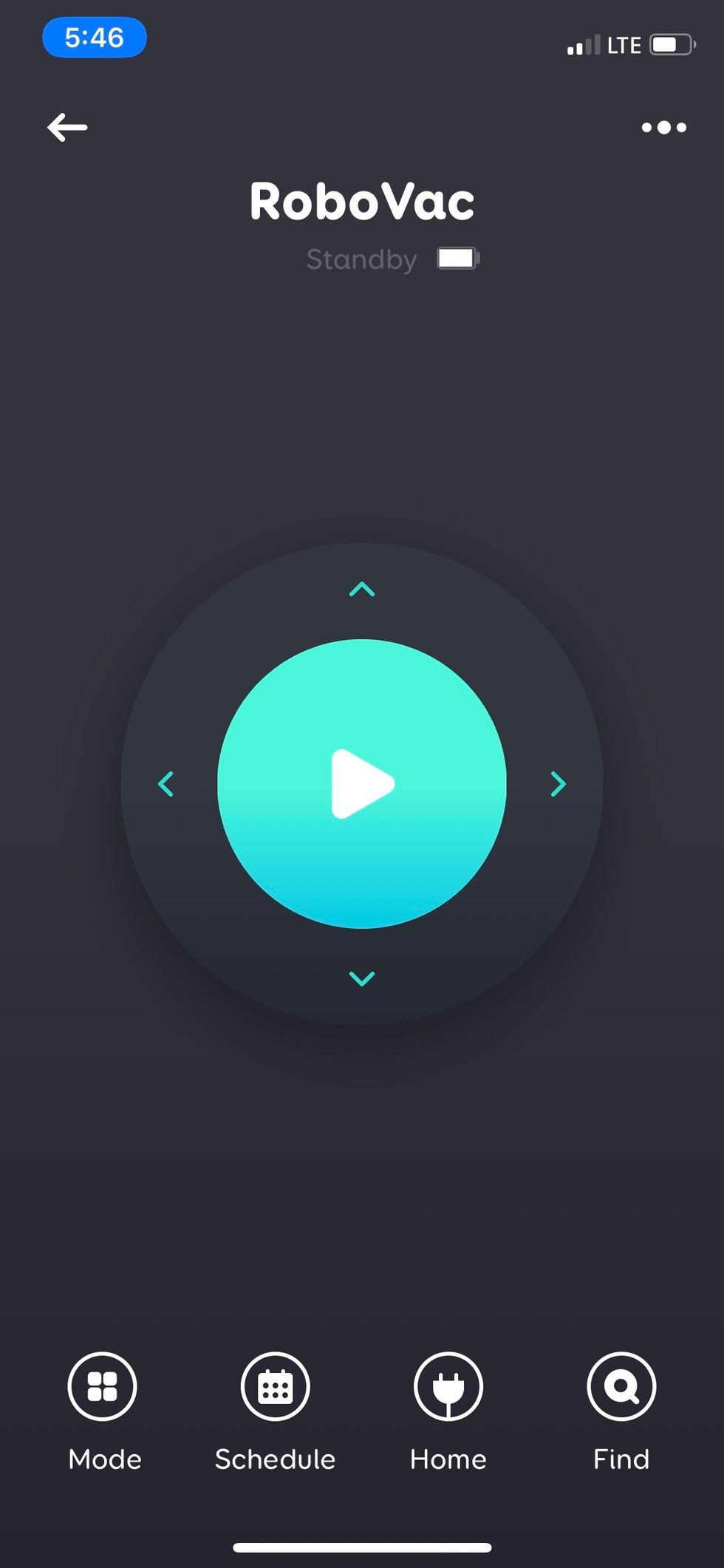 screenshot of robovac app