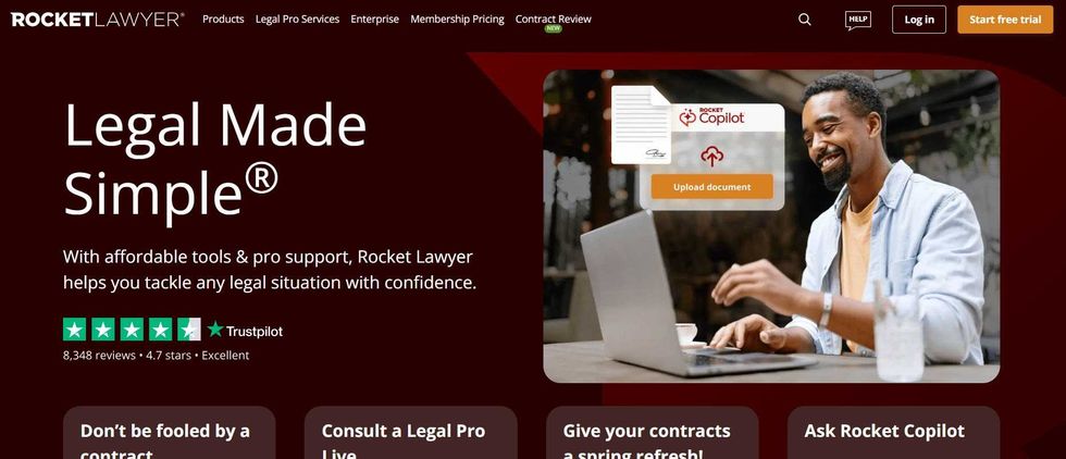 screenshot of RocketLawyer