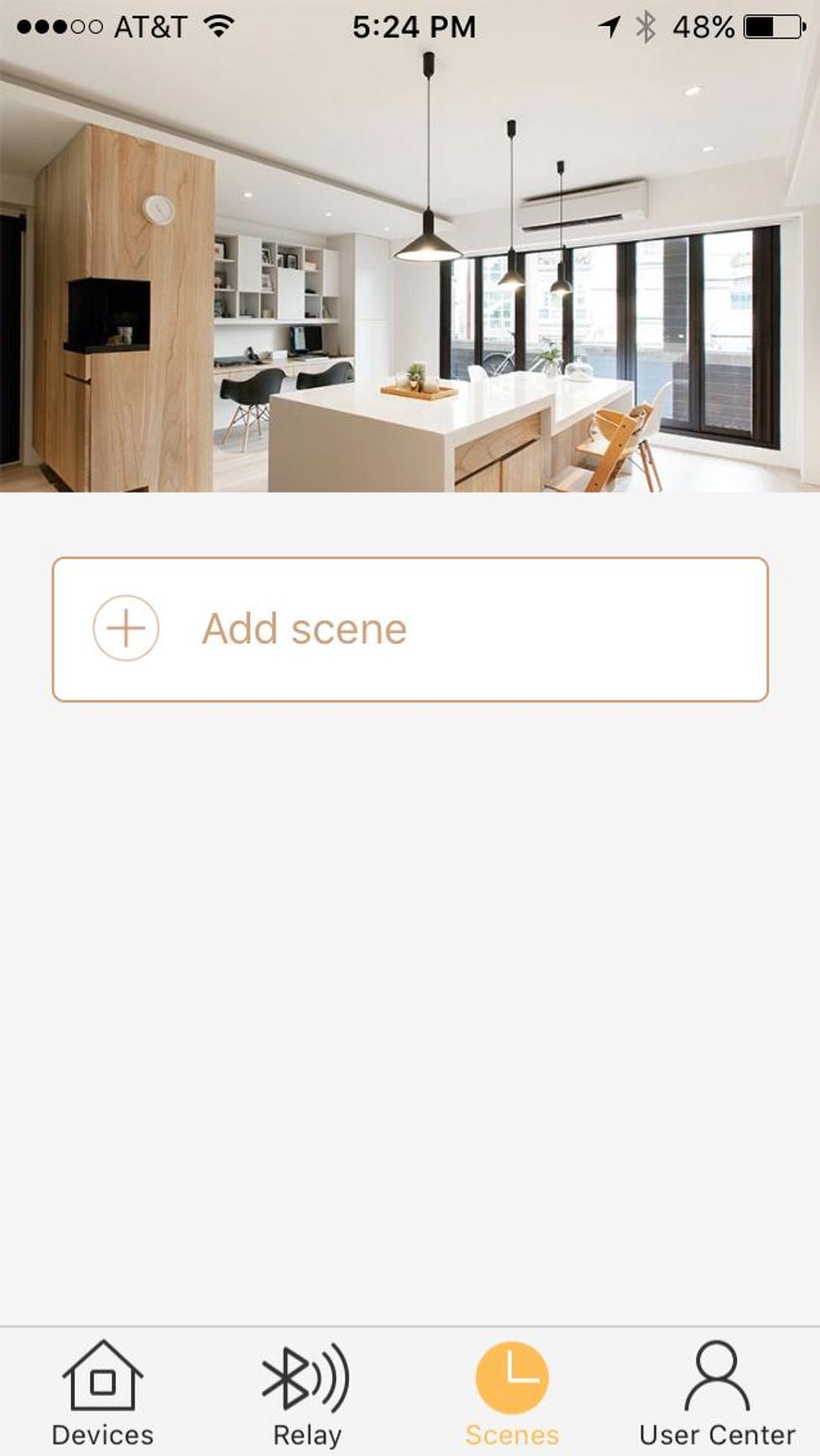 screenshot of scenes setup in Cassia app