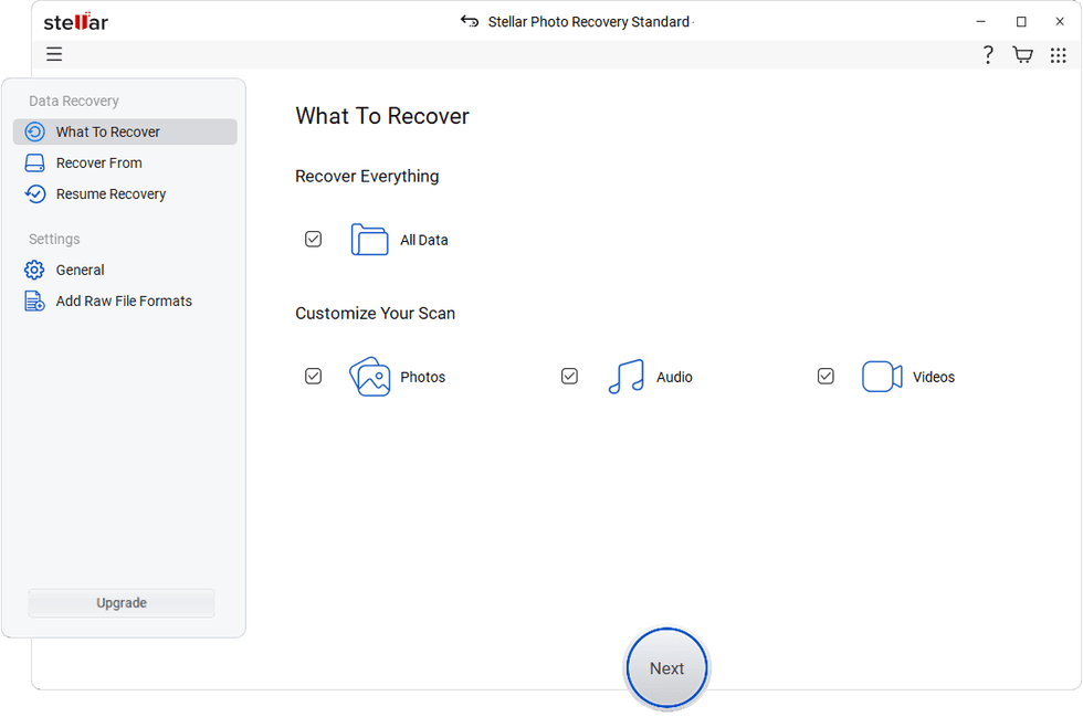 Screenshot of step 3 of Stellar Photo Recovery