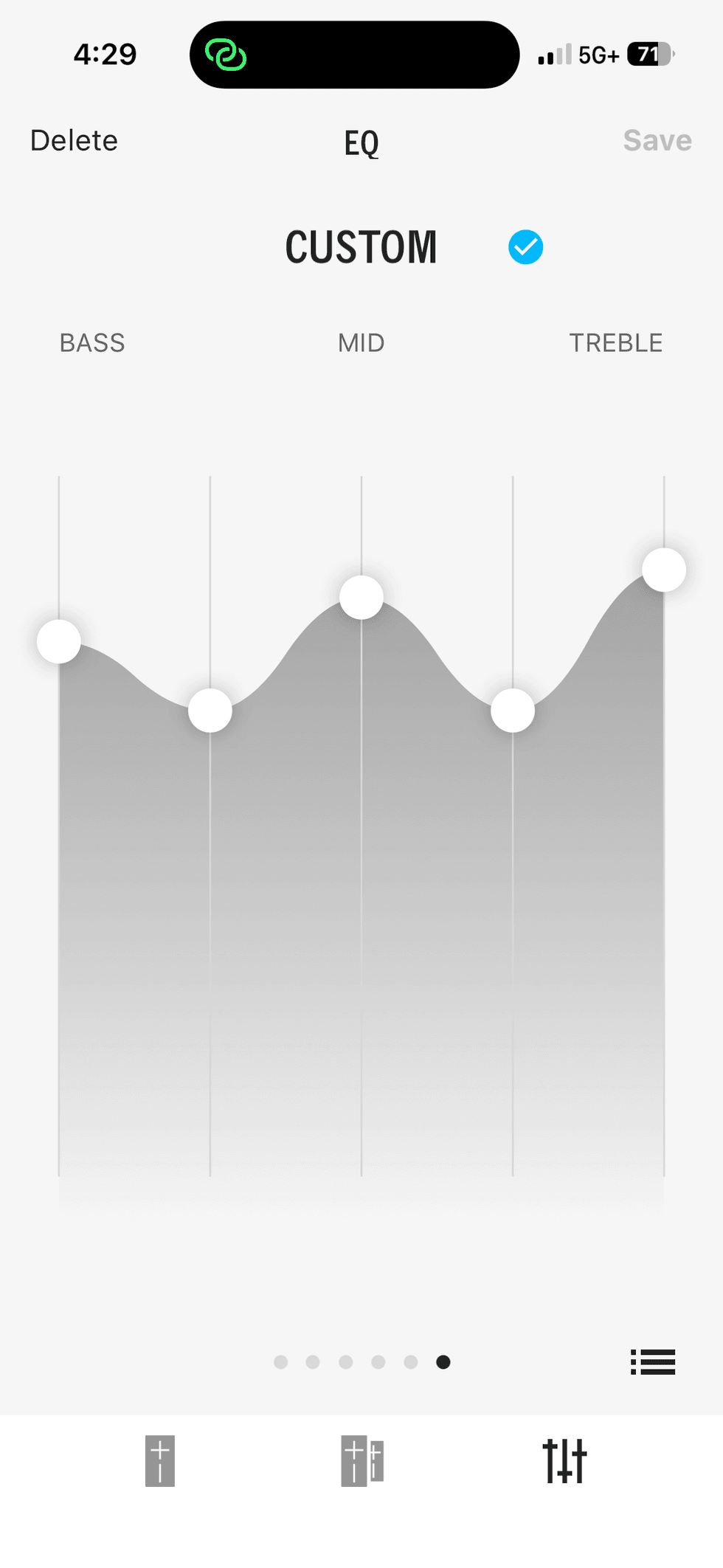 screenshot of ultimate ears app and EQ settings