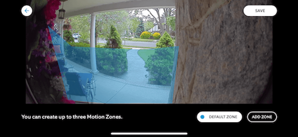 Setting motion detection in app