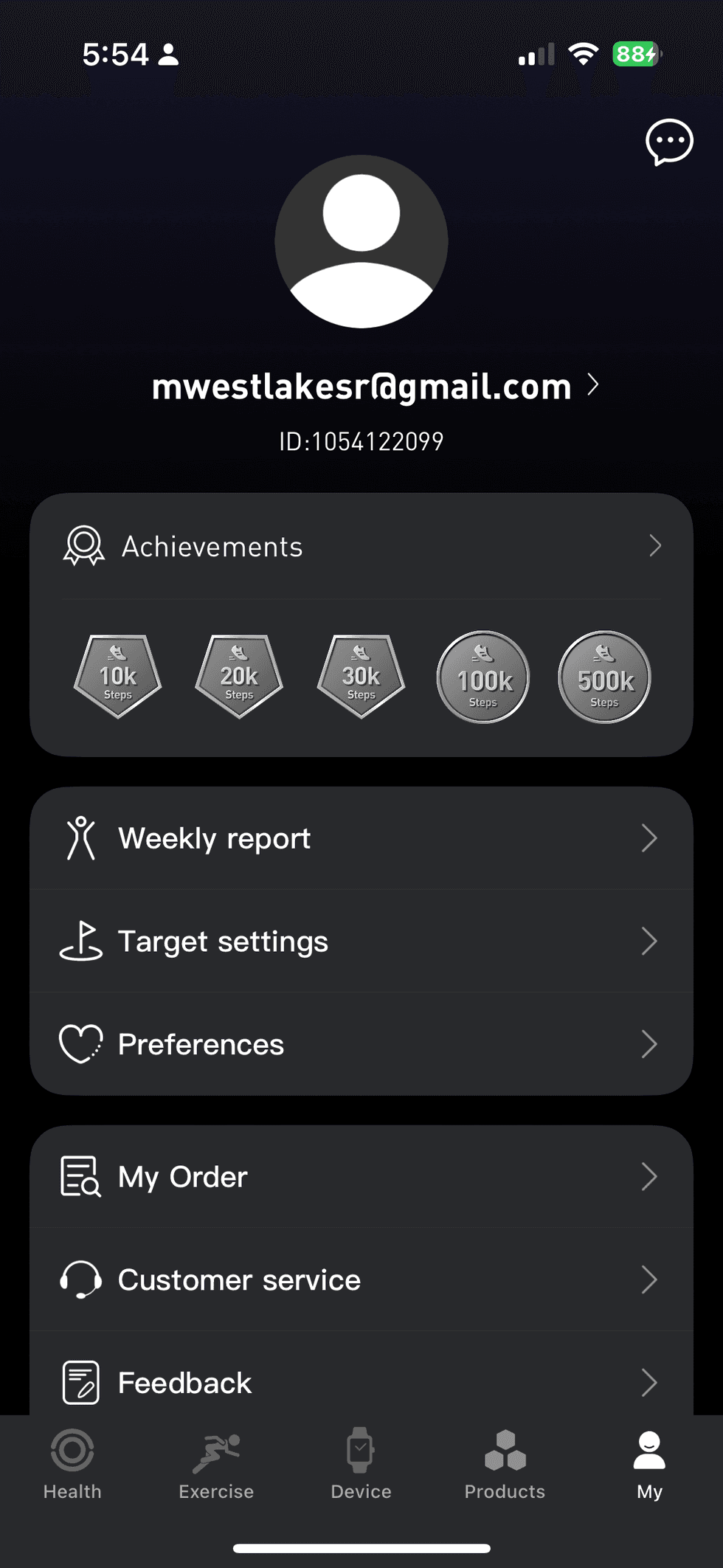 settings in Tozo Health app