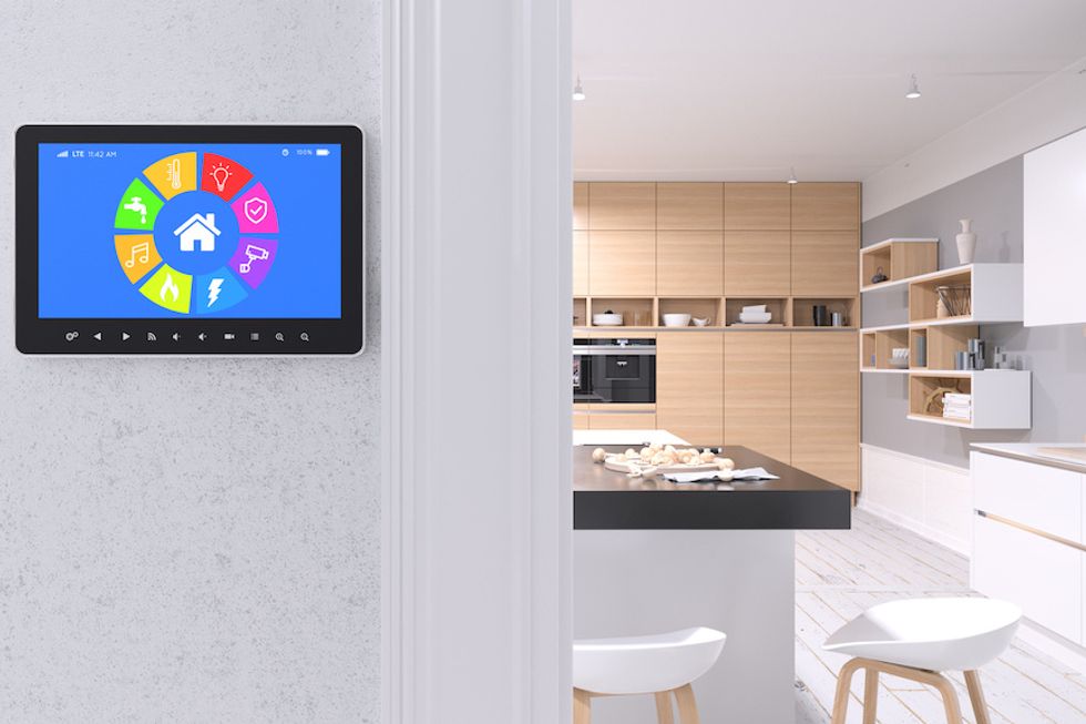 Smart home control inside a modern kitchen
