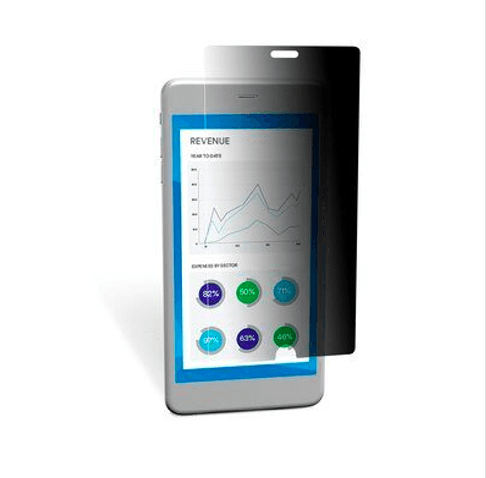 Smartphone screen with a darker screen protector over half of it