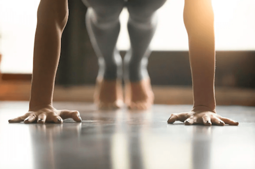 Someone holding a plank position